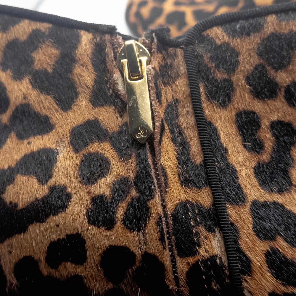 Sam Edelman Ankle Boots US Size 9.5 Orange Leopard Edgy Glam Stacked Heel - Picture 6 of 9
